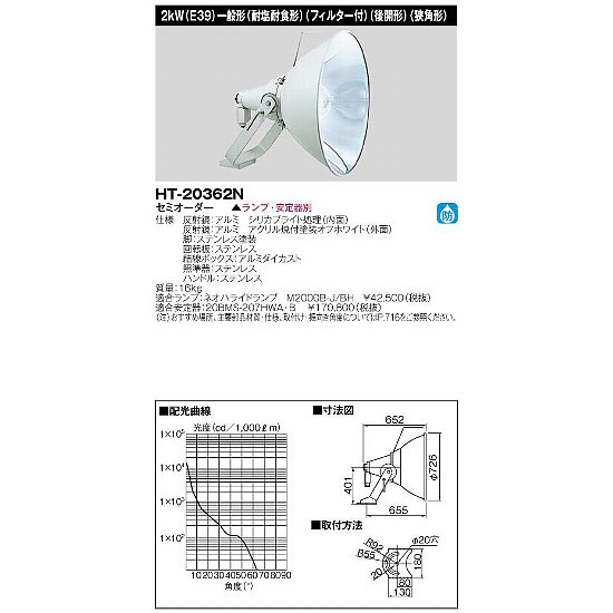 東芝 屋外用HID投光器 キャドミラーA 660W1.5kW E39 一般形 重耐塩耐食形 後開形 中角形 ランプ・安定器別売 HT15365M  東芝ライテック 最安値価格: 水田船待のブログ