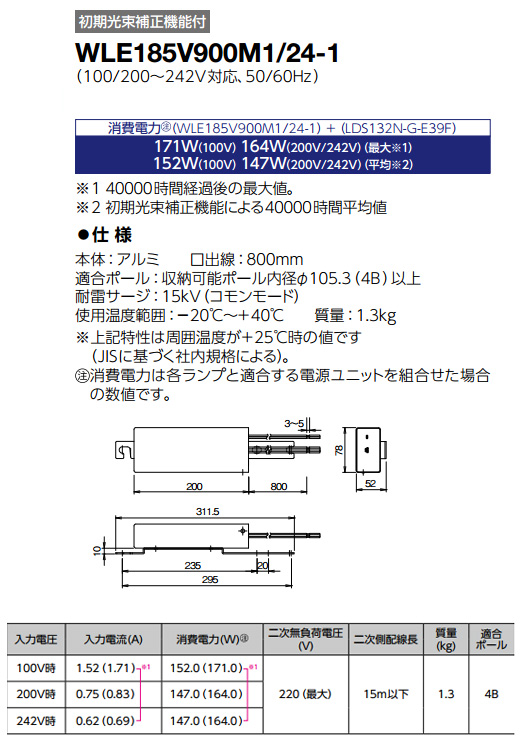 岩崎 レディオックLEDライトバルブ パズー用152W用電源ユニット