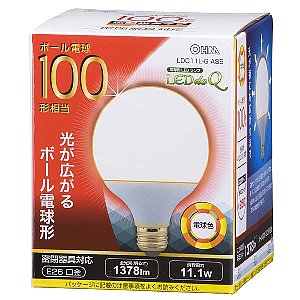 Ldg11l G As9 Led電球 Ohm オーム電機 ボール球100w相当 G95 屋内用 調光不可 密閉器具対応 電球色 1378lm 消費電力 11 1w 最大径 95ｍｍ 全長 137mm E26口金 定格寿命 h 広配光250 商品番号 06 0759 Ohm の通販 ランププロ Com