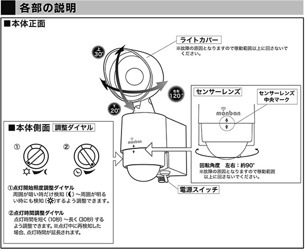 LS-BH11F4-W || 乾電池式LEDセンサーライト OHM 【１灯】/防滴仕様（IP44） 点灯開始照度・点灯時間の調整ダイヤル付  使用電源：単3形×3個（別売） 外形寸法：幅67×高さ177×奥行136mm 質量：約280g（電池除く） (商品番号:07-8214) [ohm]  の通販｜誘導灯・非常灯専門館 ...