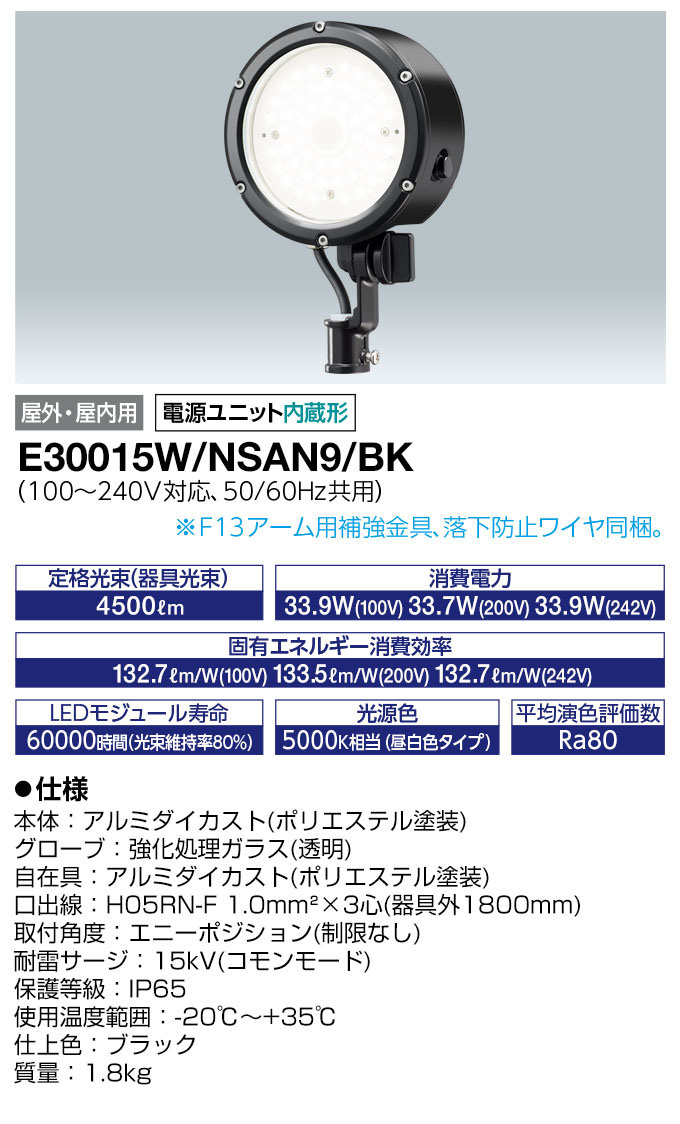 E30015W/NSAN9/BK || LED小型投光器 岩崎電気(IWASAKI) 【レディオック 