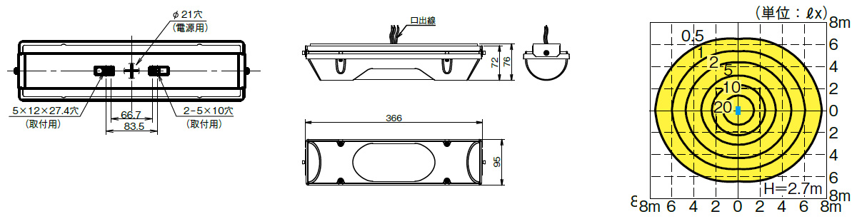 EECL1004SA1LW || 軒下用シーリンングライト 岩崎電気 【LEDioc