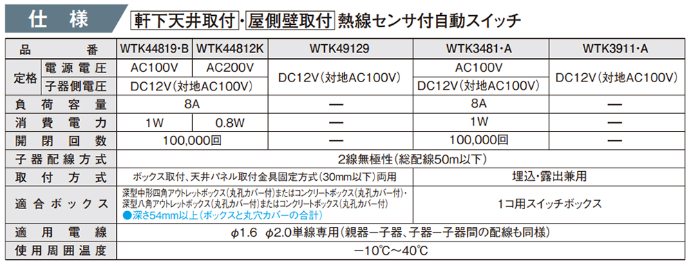 WTK44819 || センサ付配線器具 Panasonic [施設向]かってにスイッチ