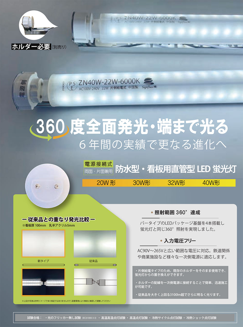 業務用時刻表 ３枚セット ZN20W-11W-6000K || 看板内照式用LED直管ランプ サイン