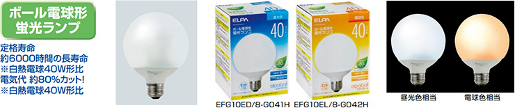 ELPA ボール電球型蛍光ランプ 40W相当